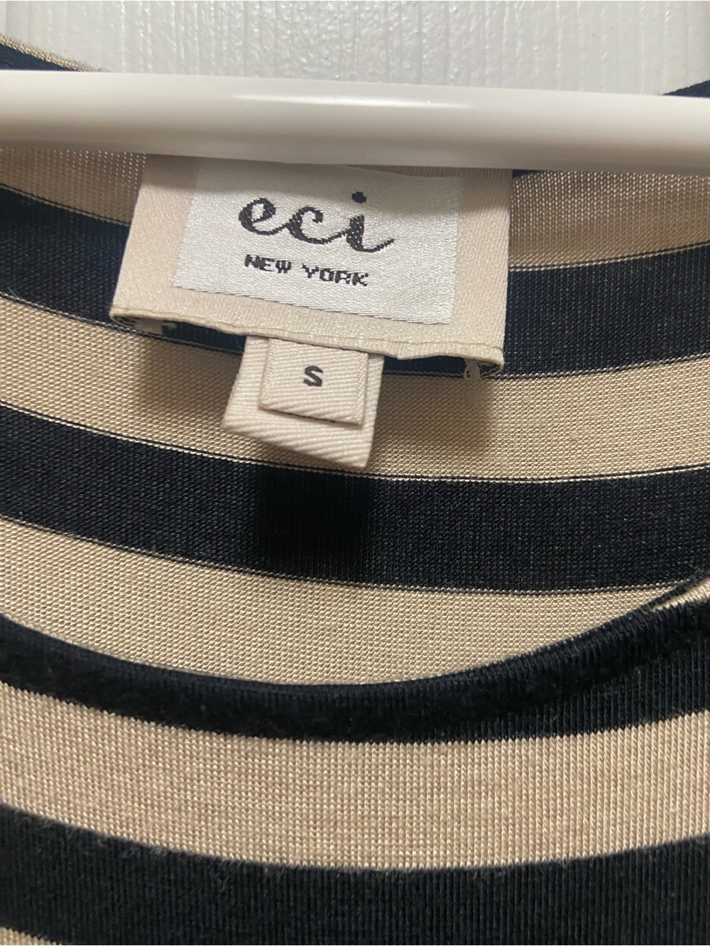 Eci New York Black and Beige Striped Fit-and-Flare Dress Size Small - Picture 2 of 5